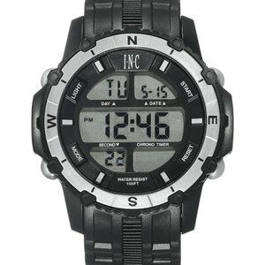 I.N.C. Men's Digitalck Black Silicone Strap Watch